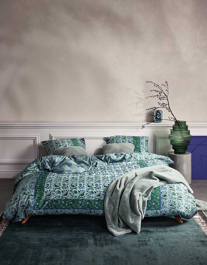 Juego de Funda Nórdica Valeria, 200 x 200 cm, verde, cierre de cremallera, con 2 fundas de almohada 80 x 80 cm