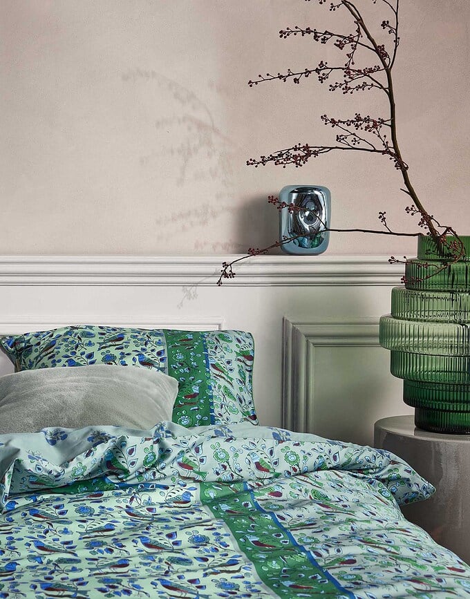 Juego de Funda Nórdica Valeria, 200 x 200 cm, verde, cierre de cremallera, con 2 fundas de almohada 80 x 80 cm