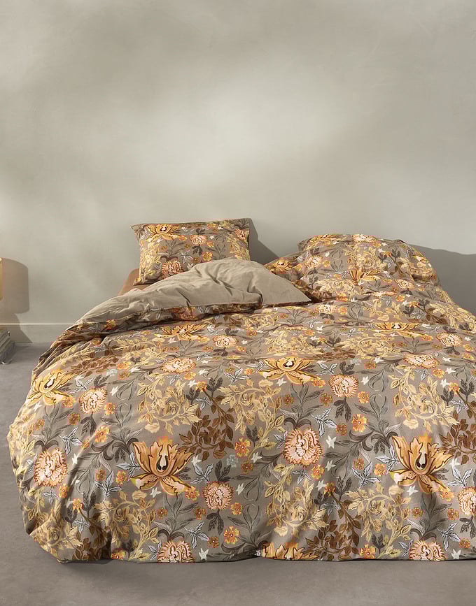 Juego de Funda Nórdica Veron, 140 x 200 cm, marrón claro, con funda de almohada 70 x 90 cm, cierre de cremallera