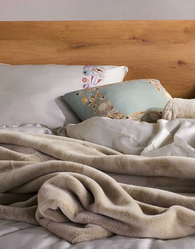 Funda Nórdica Veroniq, 200 x 200 cm, vainilla, con 2 fundas de almohada 80 x 80 cm, cierre de cremallera