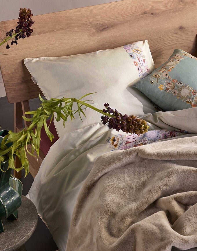 Funda Nórdica Veroniq, 200 x 200 cm, vainilla, con 2 fundas de almohada 80 x 80 cm, cierre de cremallera