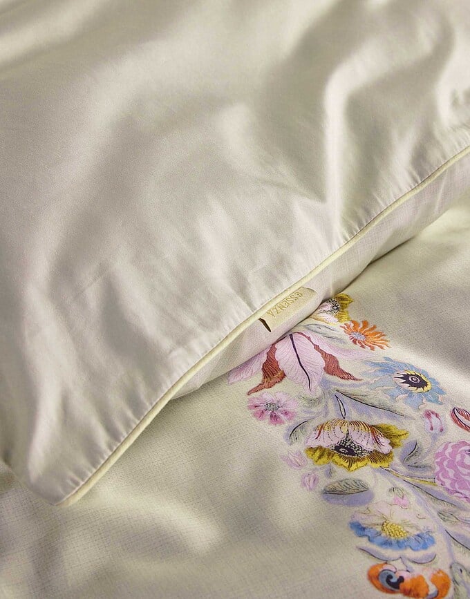 Funda Nórdica Veroniq, 200 x 200 cm, vainilla, con 2 fundas de almohada 80 x 80 cm, cierre de cremallera