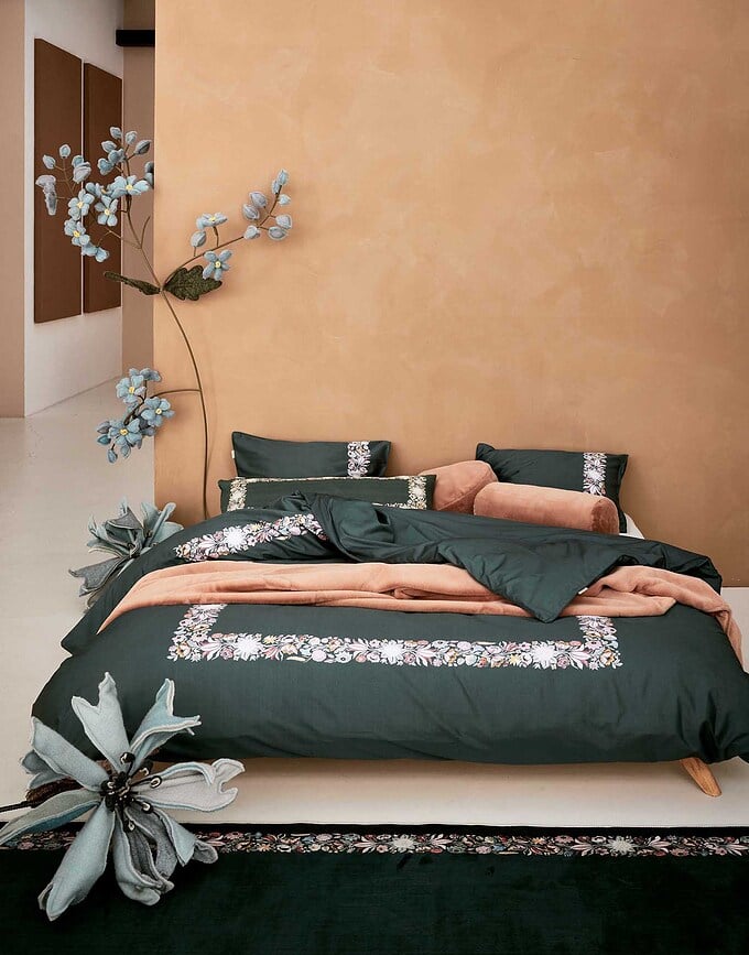 Juego de Funda Nórdica Veroniq, 140 x 220 cm, verde, con funda de almohada 60 x 70 cm, cierre tipo solapa