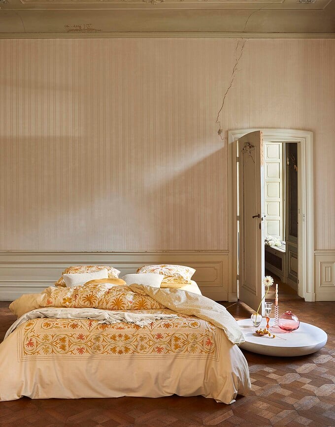 Funda Nórdica Vicia 200 x 200 cm, amarilla, con cierre de cremallera, incluye 2 fundas de almohada 80 x 80 cm