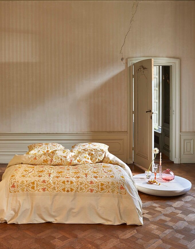 Funda Nórdica Vicia 200 x 200 cm, amarilla, con cierre de cremallera, incluye 2 fundas de almohada 80 x 80 cm