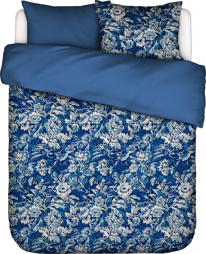 Funda Nórdica Yfke, 260 x 220 cm, azul, con 2 fundas de almohada 60 x 70 cm, cierre de solapa