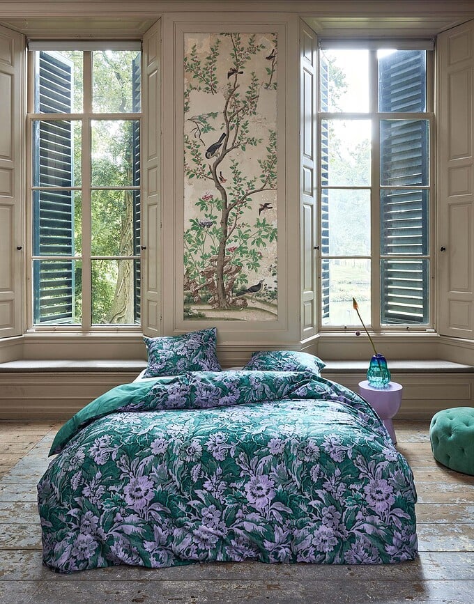 Funda Nórdica Yfke, 140 x 200 cm, verde, con funda de almohada 70 x 90 cm, cierre de cremallera