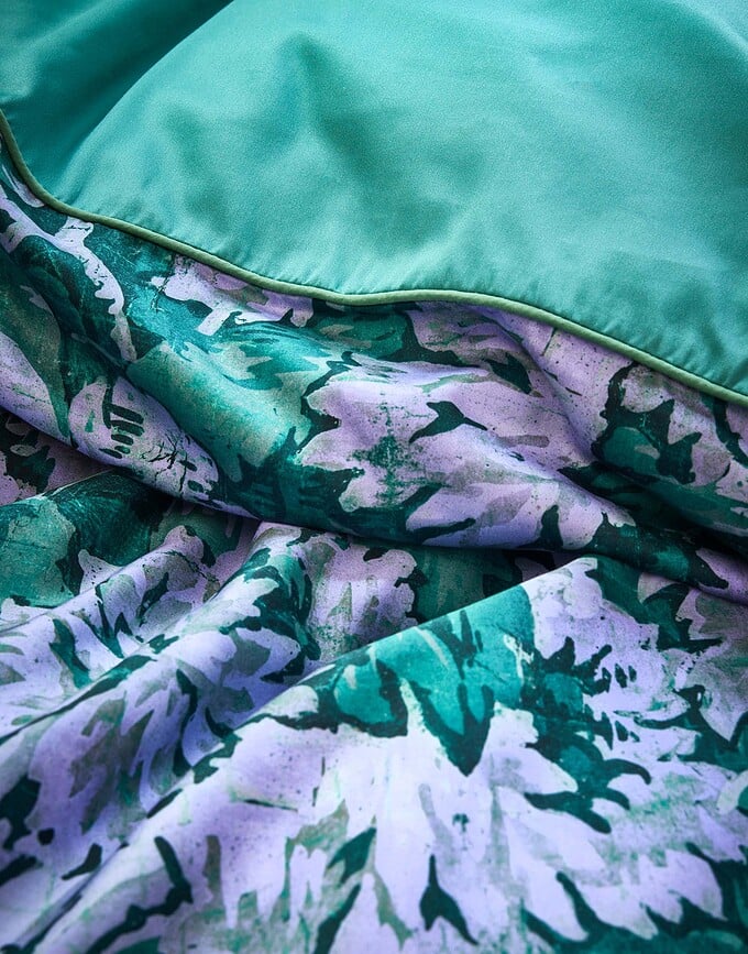 Funda Nórdica Yfke, 140 x 200 cm, verde, con funda de almohada 70 x 90 cm, cierre de cremallera