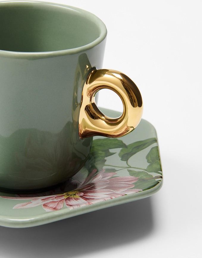 Gallery Φλιτζάνι για Espresso, με πιατάκι, 90 ml, πράσινο