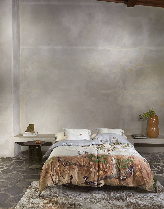 Georgia Housse de Couette 140 x 200 cm, blanc et marron, fermeture à glissière, avec 1 taie d'oreiller 70 x 90 cm