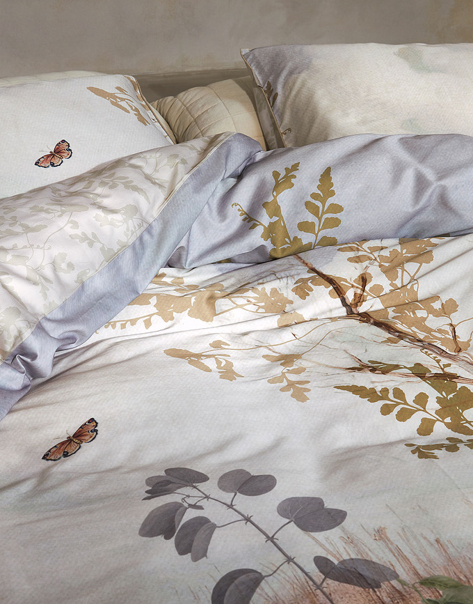 Georgia Housse de Couette 140 x 200 cm, blanc et marron, fermeture à glissière, avec 1 taie d'oreiller 70 x 90 cm