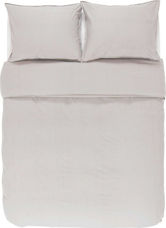 Guy Posteljina 200 x 220 cm svijetlosiva s preklopom 2 jastučnice 60 x 70 cm
