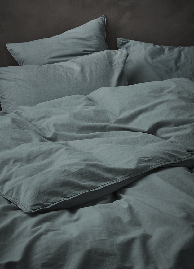 Guy Posteljnina, z zapiranjem na preklop, 140 x 220 cm, morsko modra, s prevleko za vzglavnik 60 x 70 cm