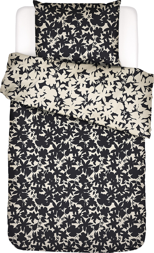 Imara Housse de Couette avec fermeture éclair, 135 x 200 cm, noire et blanche, taie d'oreiller 60 x 80 cm, Set 2 pièces