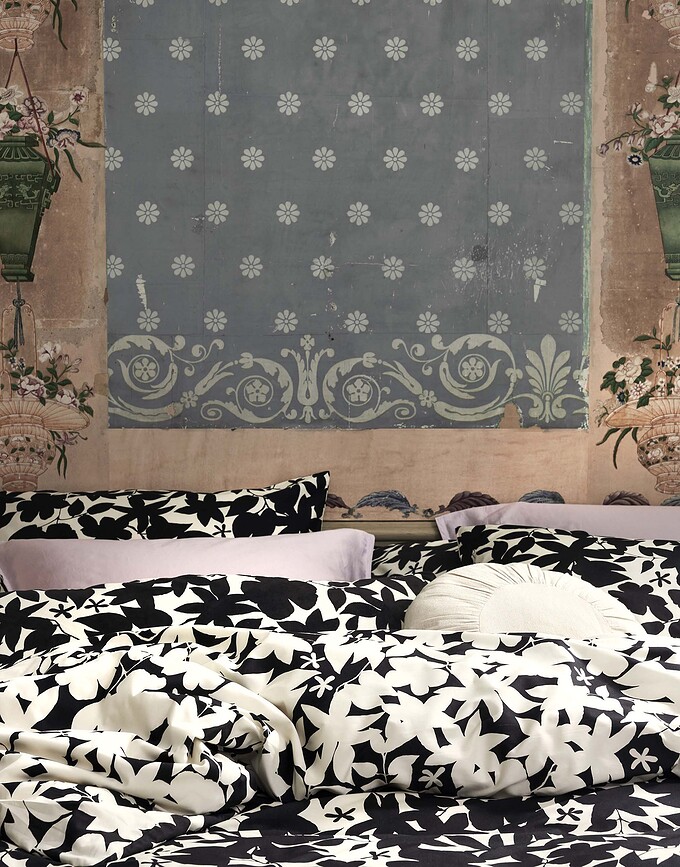 Imara Housse de couette à rabat, 240 x 220 cm, noire et blanche, avec 2 taies d'oreiller 60 x 70 cm