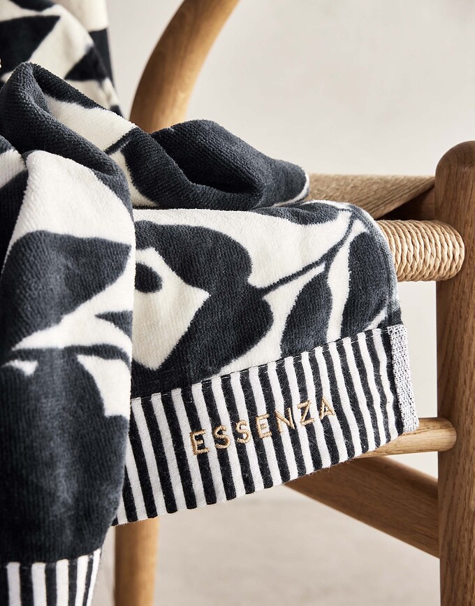 Imara Serviette de Plage 100 x 180 cm, noir et blanc
