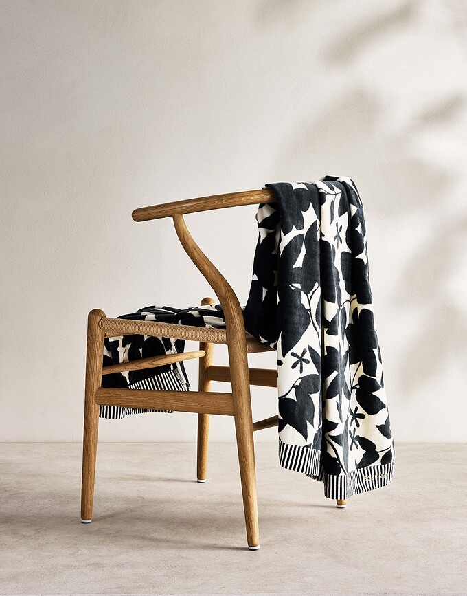 Imara Serviette de Plage 100 x 180 cm, noir et blanc