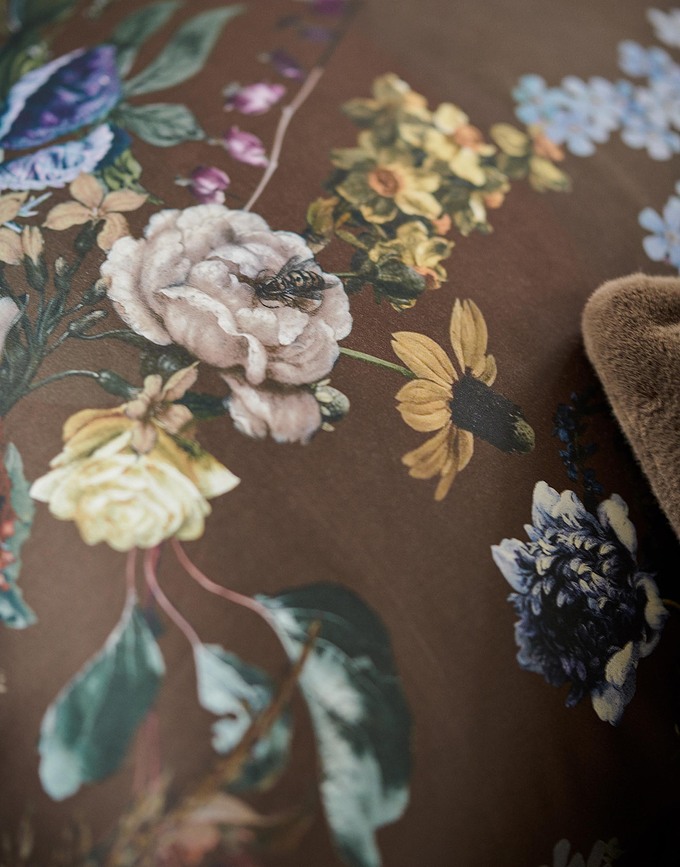 Isabelle Parure de Lit 260 x 220 cm, marron, fermeture rabat, avec 2 Taies d'Oreiller 60 x 70 cm