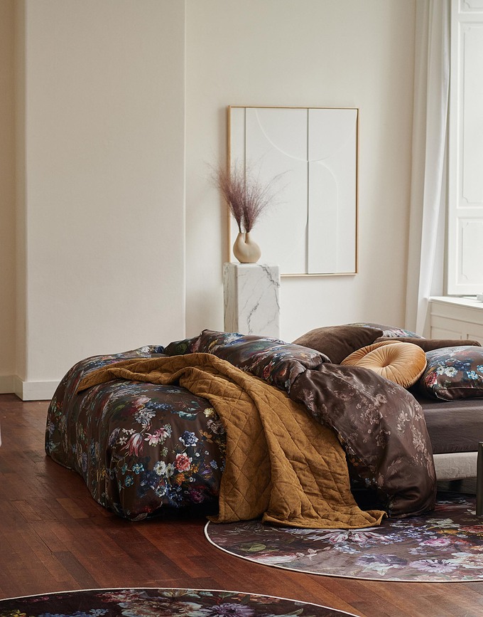 Isabelle Parure de Lit 260 x 220 cm, marron, fermeture rabat, avec 2 Taies d'Oreiller 60 x 70 cm