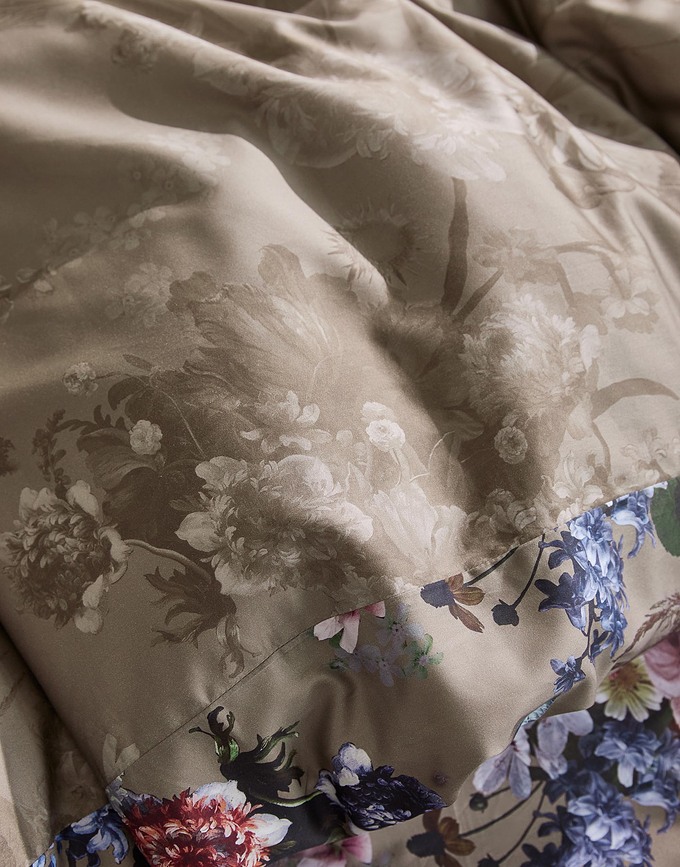 Isabelle Parure de Lit 140 x 200 cm, gris-beige, avec fermeture éclair, taie d'oreiller 70 x 90 cm