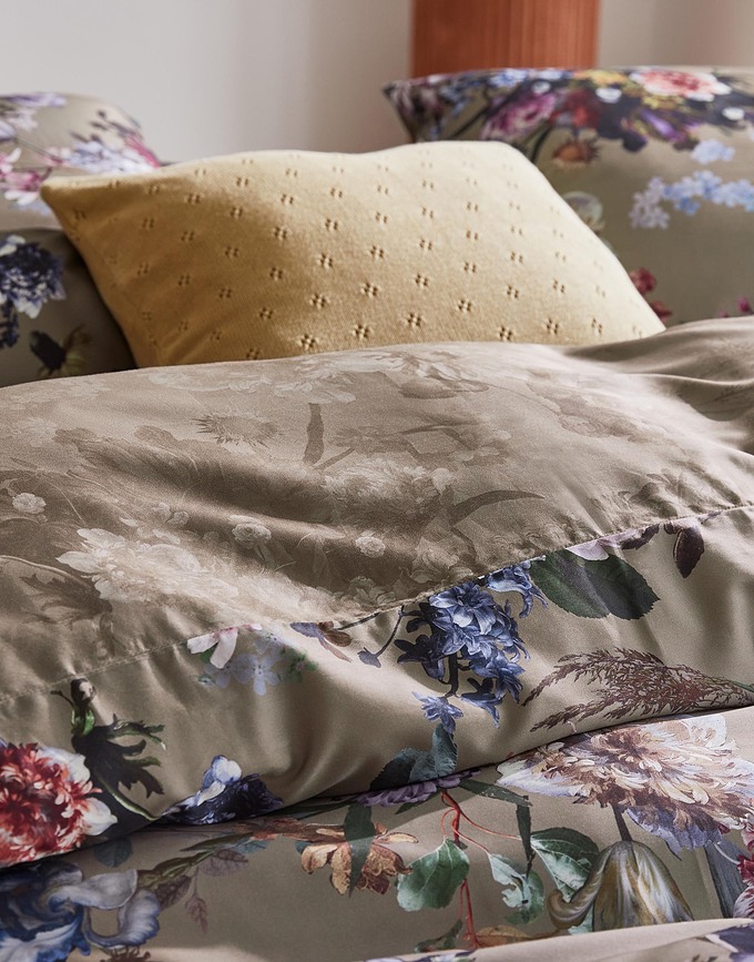 Isabelle Parure de Lit 140 x 200 cm, gris-beige, avec fermeture éclair, taie d'oreiller 70 x 90 cm