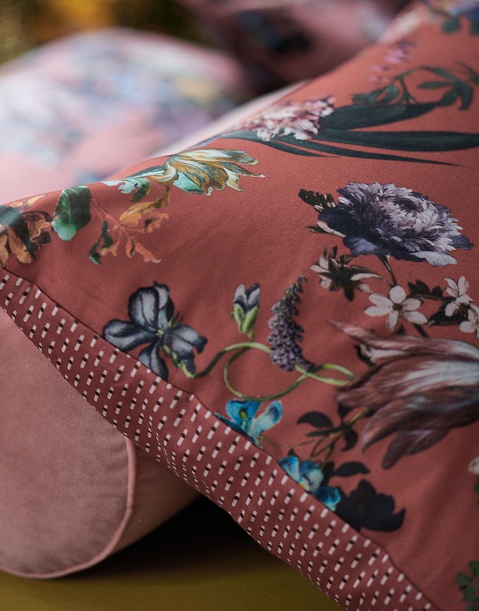 Isabelle Parure de Lit 135 x 200 cm, avec taie d'oreiller 60 x 80 cm, fermeture éclair, marron, Set 2 pièces