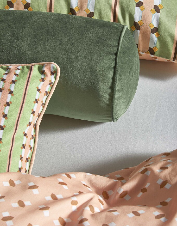 Iva Σετ Παπλωματοθήκης, 260 x 220 cm, πράσινο-ροζ, με 2 μαξιλαροθήκες 60 x 70 cm, κλείσιμο με φάκελο