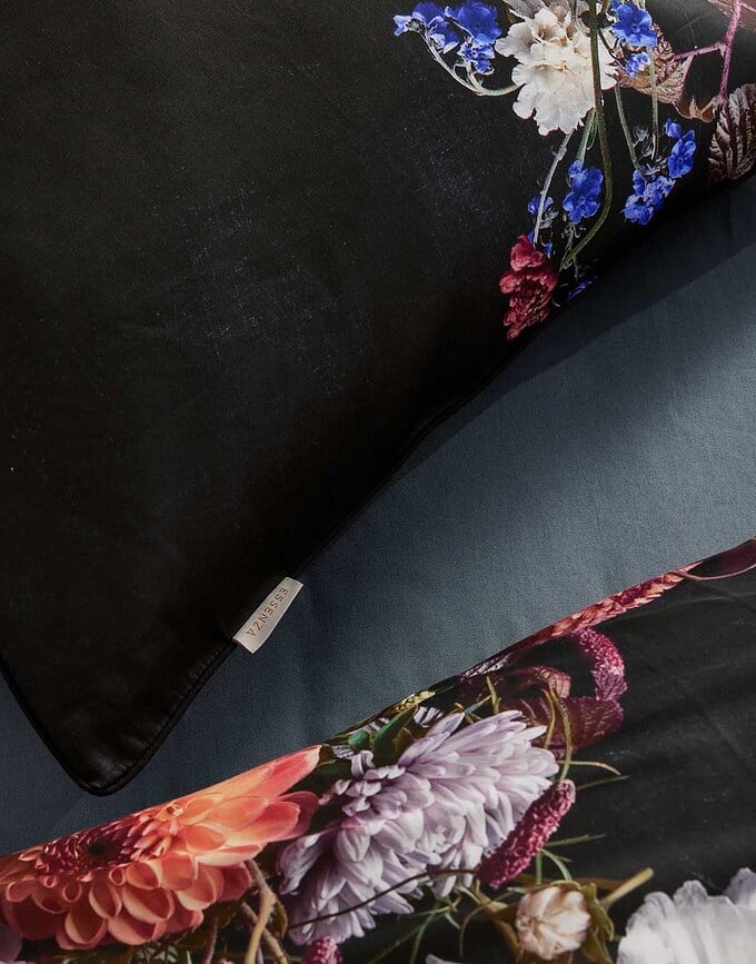 Funda Nórdica Bouquet, 140 x 220 cm, antracita, incluye funda de almohada 60 x 70 cm, cierre de solapa