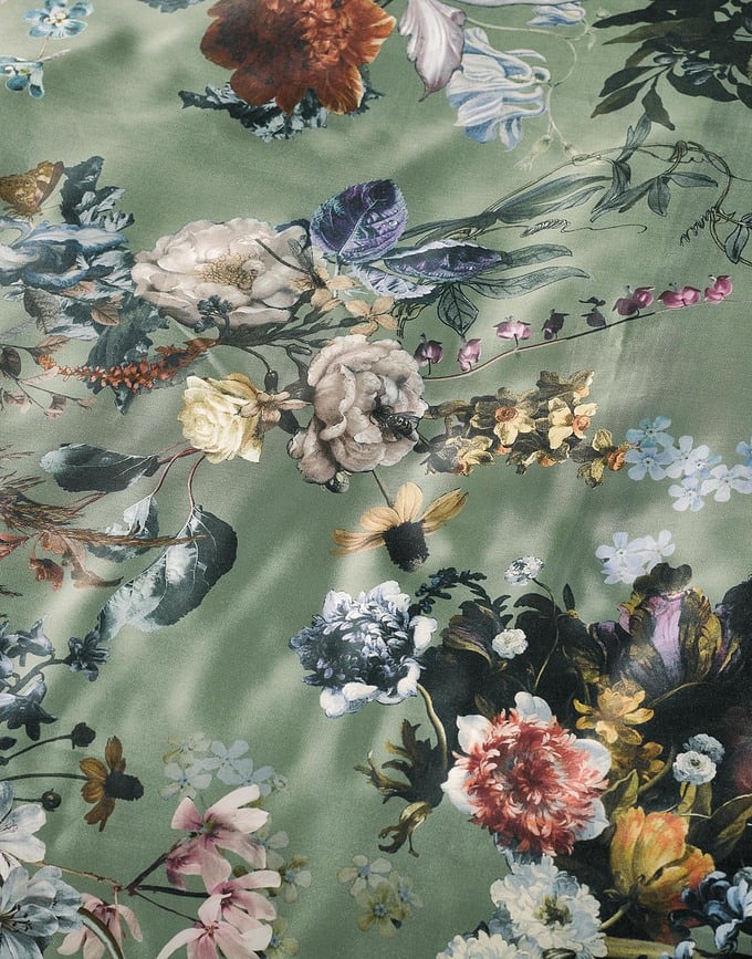 Juego de Funda Nórdica Isabelle, 135 x 200 cm, verde, con funda de almohada 60 x 80 cm, cierre de cremallera