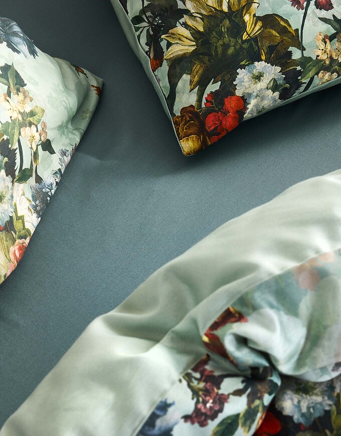 Funda Nórdica Karli, 140 x 220 cm, verde claro, con funda de almohada 60 x 70 cm, cierre de solapa