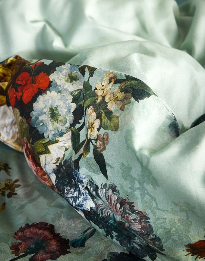 Funda Nórdica Karli, 140 x 220 cm, verde claro, con funda de almohada 60 x 70 cm, cierre de solapa