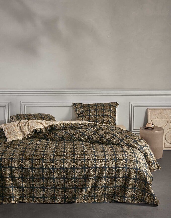 Juego de Funda Nórdica Luz, 200 x 200 cm, beige y gris, con 2 fundas de almohada de 80 x 80 cm, cierre de cremallera