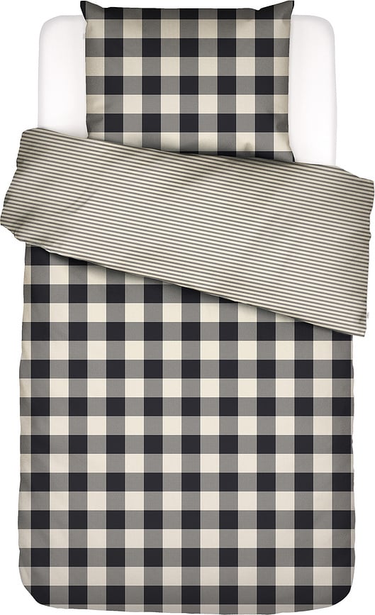 Juego de Funda Nórdica Chess, 135 x 200 cm, funda de almohada 80 x 80 cm, en blanco y negro, con cierre de cremallera