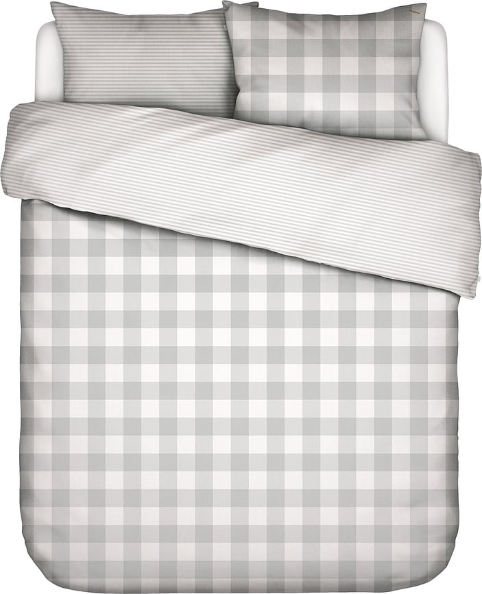 Juego de Funda Nórdica Chess, blanco y gris, 200 x 200 cm, con 2 fundas de almohada 80 x 80 cm, cierre de cremallera