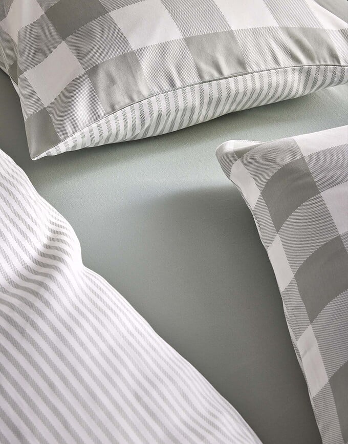 Juego de Funda Nórdica Chess, 200 x 200 cm, blanco y verde pálido, cierre de cremallera, con 2 fundas de almohada 80 x 80 cm