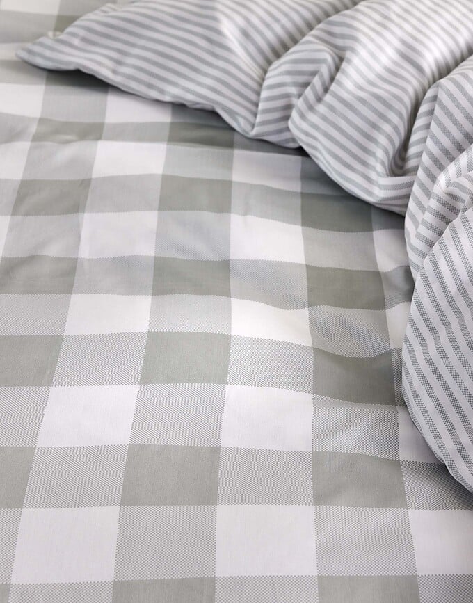 Juego de Funda Nórdica Chess, 200 x 200 cm, blanco y verde pálido, cierre de cremallera, con 2 fundas de almohada 80 x 80 cm