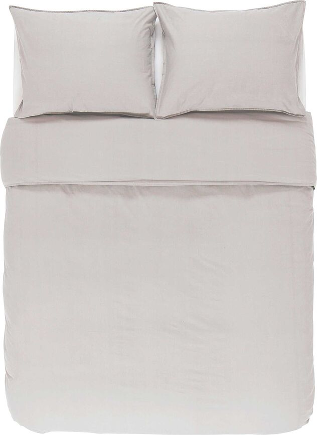 Juego de Funda Nórdica Guy, 260 x 220 cm, gris claro, con 2 fundas de almohada 60 x 70 cm, cierre de solapa