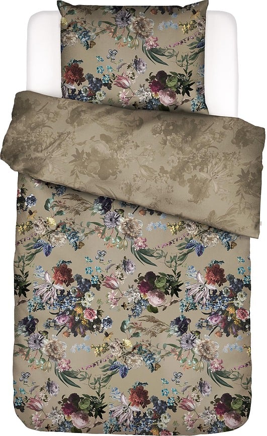 Juego de Funda Nórdica Isabelle, 140 x 200 cm, gris beige, con funda de almohada 70 x 90 cm, cierre de cremallera