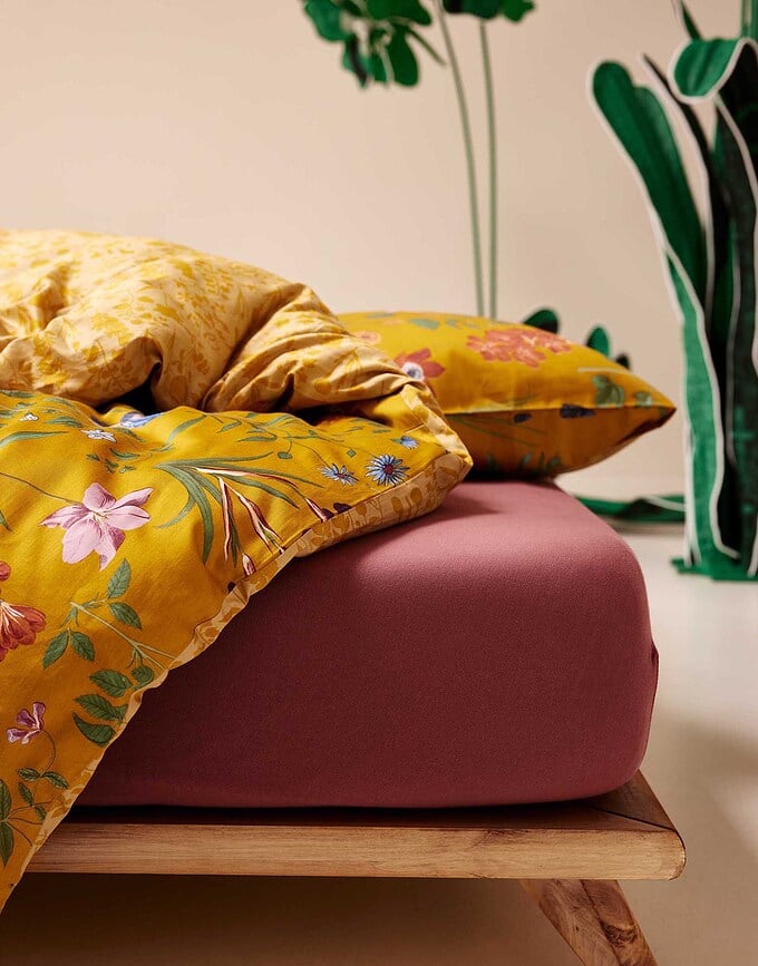 Juego de Funda Nórdica Marigold 140 x 220 cm, amarilla, con funda de almohada 60 x 70 cm, cierre de solapa