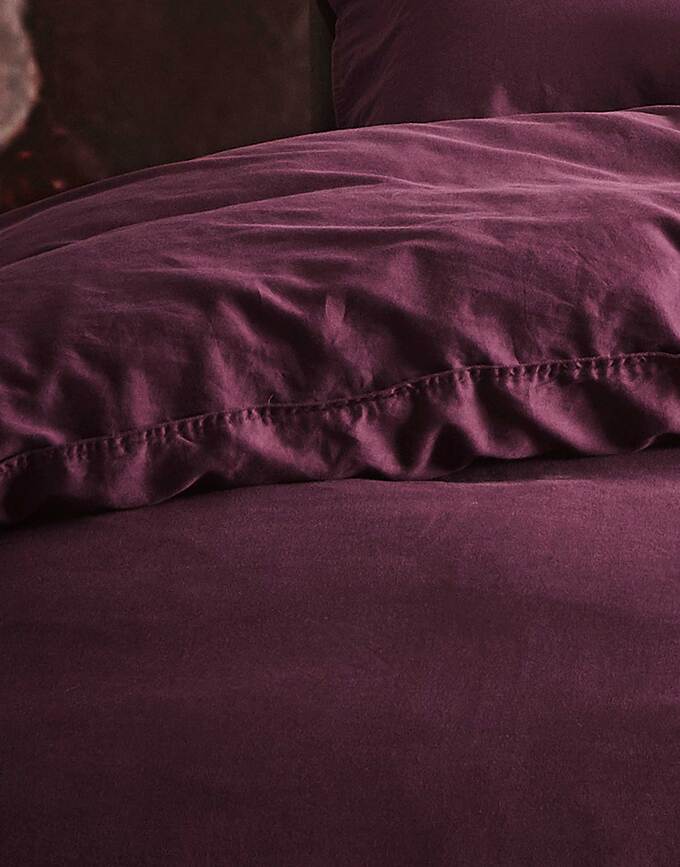 Funda Nórdica Minte 135 x 200 cm, burdeos, con cierre de cremallera, incluye funda de almohada 80 x 80 cm, Set de 2 piezas