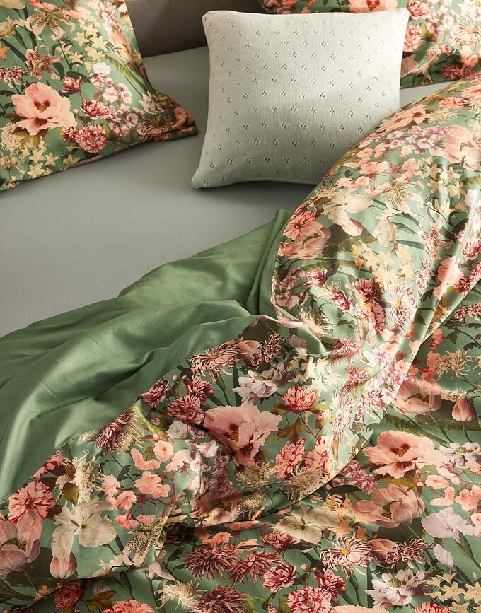 Funda Nórdica Noleste, 200 x 200 cm, verde, con 2 fundas de almohada 80 x 80 cm, cierre de cremallera