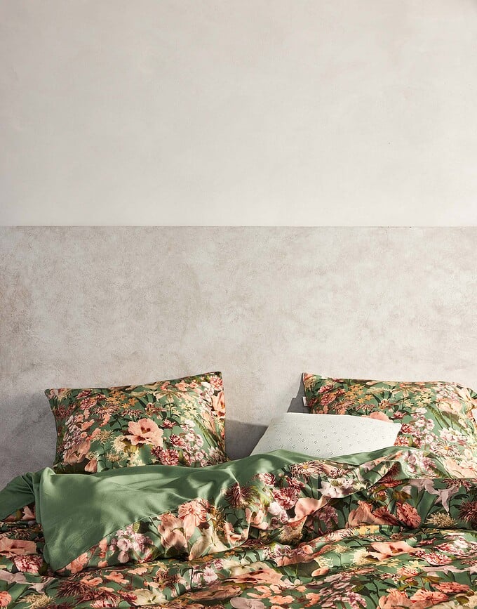 Funda Nórdica Noleste, 200 x 200 cm, verde, con 2 fundas de almohada 80 x 80 cm, cierre de cremallera