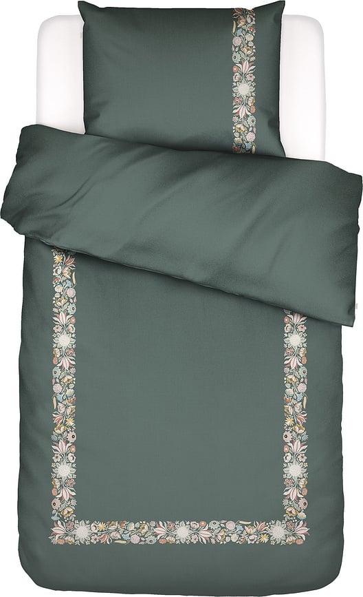 Juego de Funda Nórdica Veroniq, 135 x 200 cm, verde, con funda de almohada 60 x 80 cm, cierre de cremallera