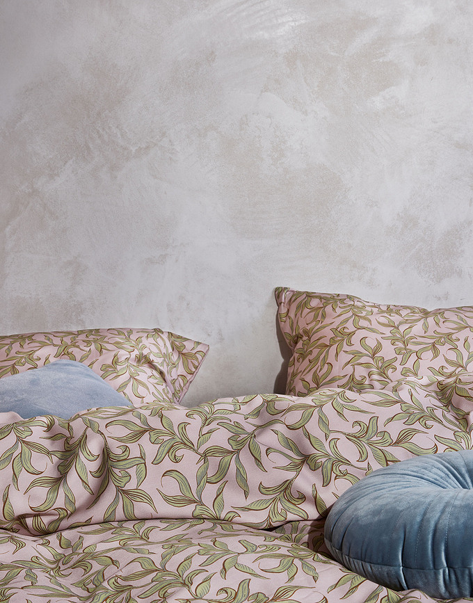 Juliette Housse de Couette 140 x 200 cm, rose antique, avec 1 taie d'oreiller 70 x 90 cm, fermeture éclair