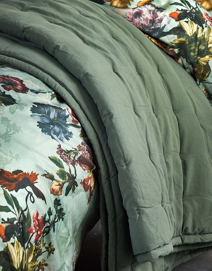 Karli Parure de Lit, 140 x 220 cm, vert clair, fermeture à rabat, avec 1 taie d'oreiller 60 x 70 cm