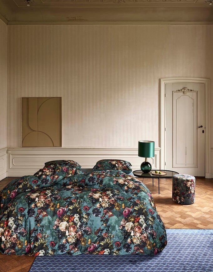 Karli Housse de Couette 260 x 220 cm, vert foncé, avec 2 taies d'oreiller 60 x 70 cm, fermeture à rabat