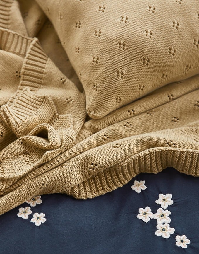 Knitted Ajour Deka 130 x 170 cm žuta