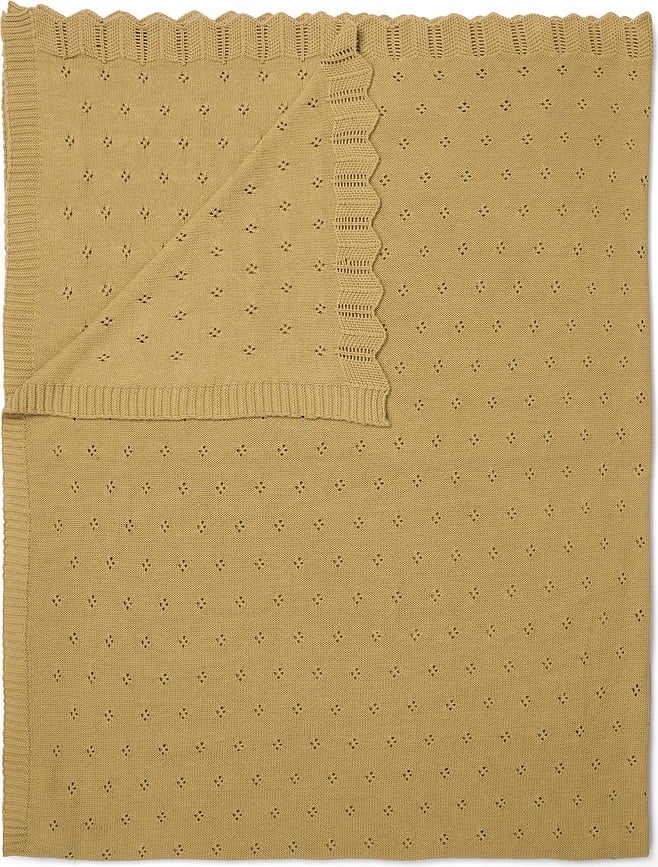 Knitted Ajour Plaid 130 x 170 cm, jaune