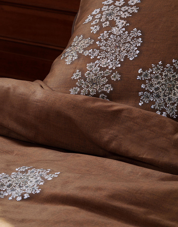 Lauren Parure de Lit 240 x 220 cm, cannelle, avec 2 taies d'oreiller 60 x 70 cm, fermeture rabat