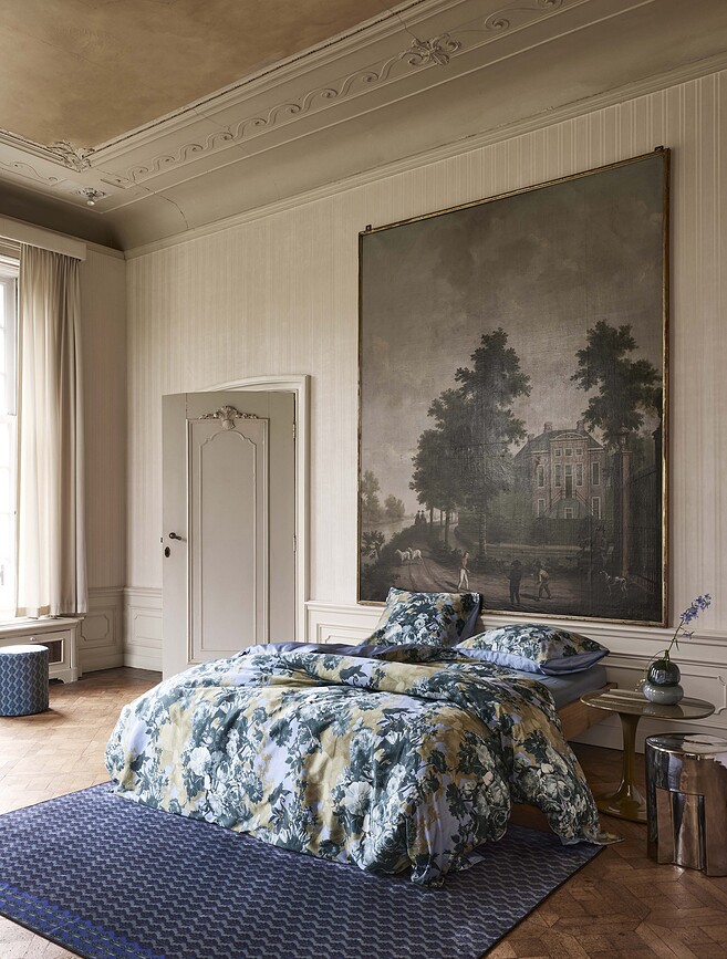 Leila Parure de Lit 140 x 200 cm, vert-bleu, avec fermeture éclair, 1 taie d'oreiller 70 x 90 cm